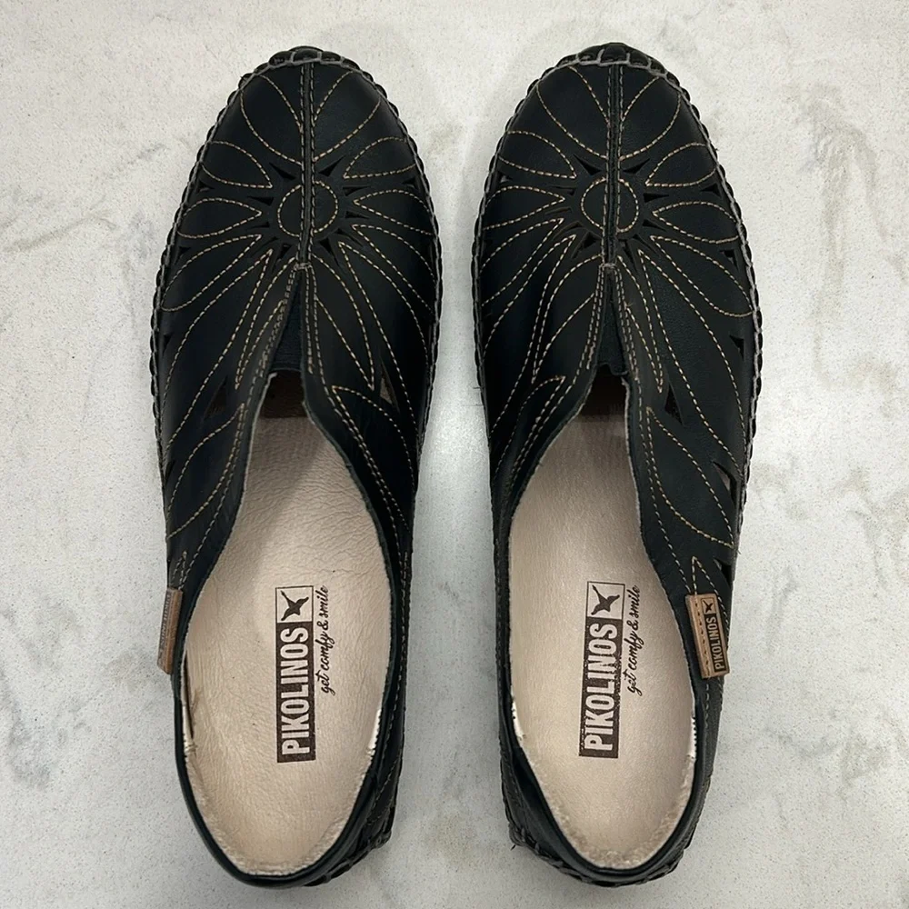Pikolinos Jerez Womens EU 36 US 6 Black Leather Loafer Shoes Driving Moccasin